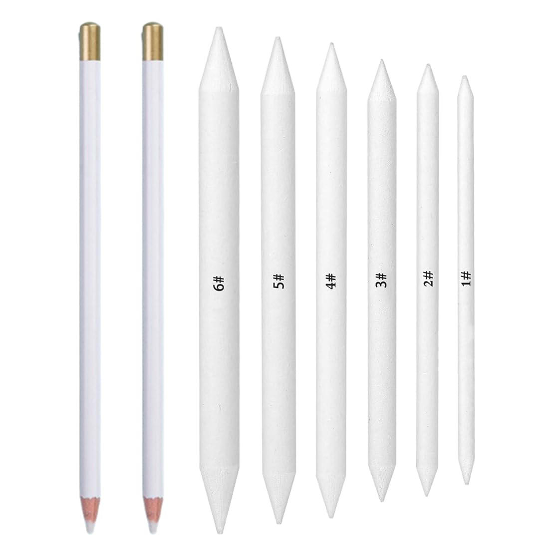 6 Difuminadores para Dibujo y 2 Lápices Goma Borrar, Goma Lápiz Precisión Blanco que Permiten Obtener un Efecto de Boceto Delicado y Realizar Retoques Precisos para Artistas, Bocetos y Pintura