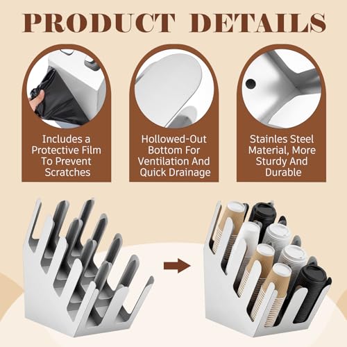 Frienda 8 Compartments Stainless Steel Cup and Lid Dispenser Organizer by Frienda - Image 3