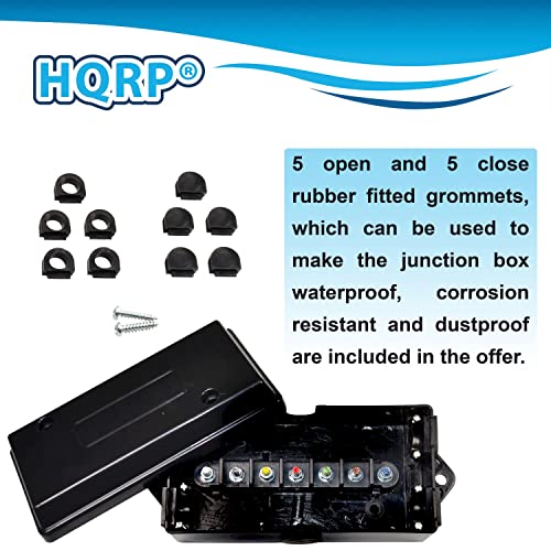 Hqrp 7 Way/Pin Electrical Rv Trailer Junction Box 7 Gang/Pole Wire Cable Cord Connection Box Color Coded Camper Truck Caravan Rewiring, Waterproof, Dustproof #TOP4