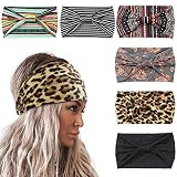 Tyfthui 6 Pcs Wide Headbands for Women, Stylish Knotted Cotton Cloth Head Wraps, Boho Headbands for