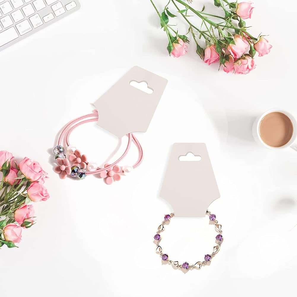 GSHLLO 100 Pcs Self Adhesive Necklace Display Cards Bracelet Holder Cards Jewelry Packaging Cards Hair Band Scrunchies Tags Keychain Earring Hanging Cards Black