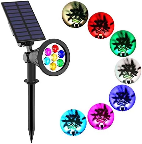 LED Solar Spotlights,T-SUNUS 7 LED Color-Changing Garden Solar Lights,Security Lighting, Path Lights,Landscape Light for Patio,Lawn,Tree,Yard, Garden (2Pack)