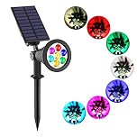 T-SUNUS Solar Garden Spotlight Outdoor 7 LED Color Change Spot Light 180° Adjustable, Auto-on/Off Security Light, Security Garden Landscape Lamps for Pathway Yard, Patio, Tree, Deck, Wall