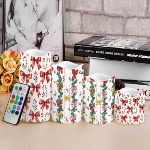Image of Thanksgiving Day Electric Flameless Candles Set of 4 | Autumn Battery Operated Candles with Remote Control, Electric Pillar Candles for Living Room, fall decor