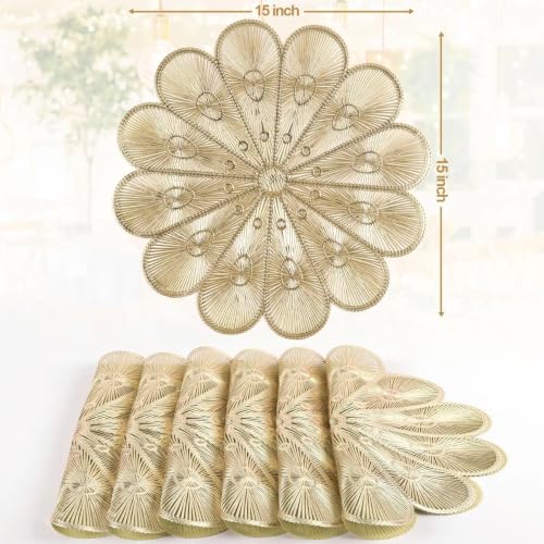 Set de table PVC napperon doré lavable pour protéger table à manger - 5