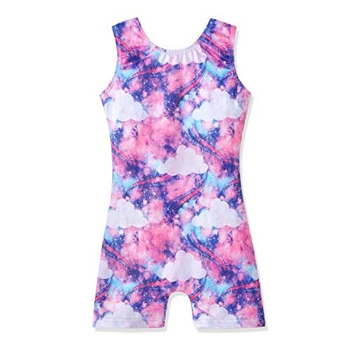 HOZIY Gymnastics Leotards for Girls Unicorn Aurora Rainbow Mermaid Dinosaur Cupcake Sparkle Biketard Toddlers Kids Children 3-4T Cloud & Unicorn Tail
