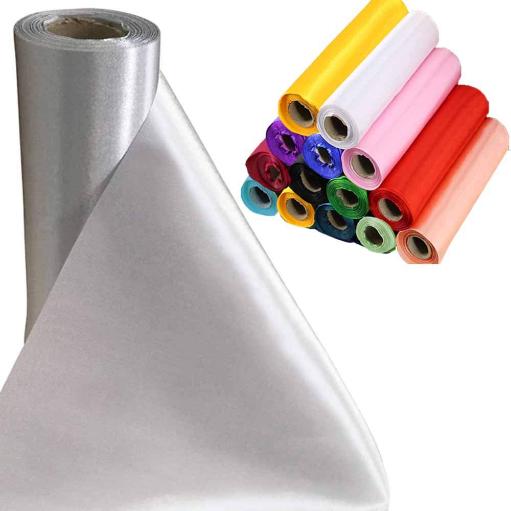 Time to Sparkle 2 Rolls 29cmx20M Satin Roll Sash Fabric Chair Cover Bows Table Runner Sashes Swags for Wedding PartySilver