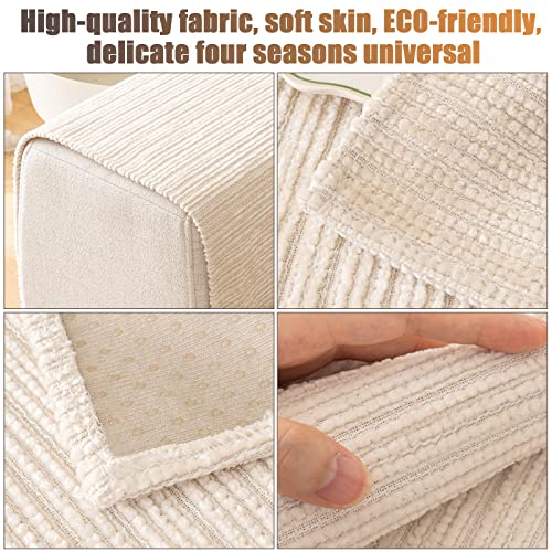 Okyuk Soft Chenille Sofa Couch Cover Non Slip Sectional Couch Cover Sofa Slipcovers Striped Weave Textured Washable Furniture Protector For Kids, Pets (Beige, 70 * 70Cm) #TOP1