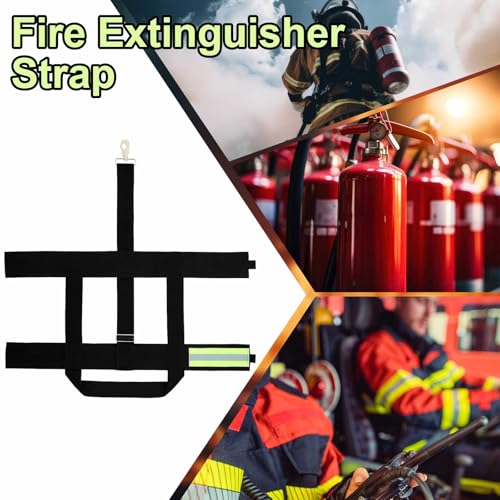 Image of Shyyween 1 Pcs Adjustable Fire Extinguisher Carrying Strap with Reflective Firefighter Gear Water Can Extinguisher Strap High-strength Nylon Webbing with Metal Buckle for Fire Safety (Green)