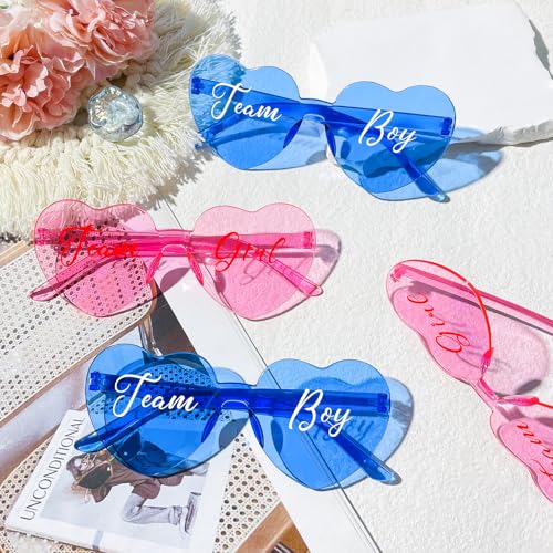 Matcheck 40 Pcs Gender Reveal Glasses Heart Star Shpaed Sunglasses Pink Blue Team Girls/Boy Baby Shower Party Favors4
