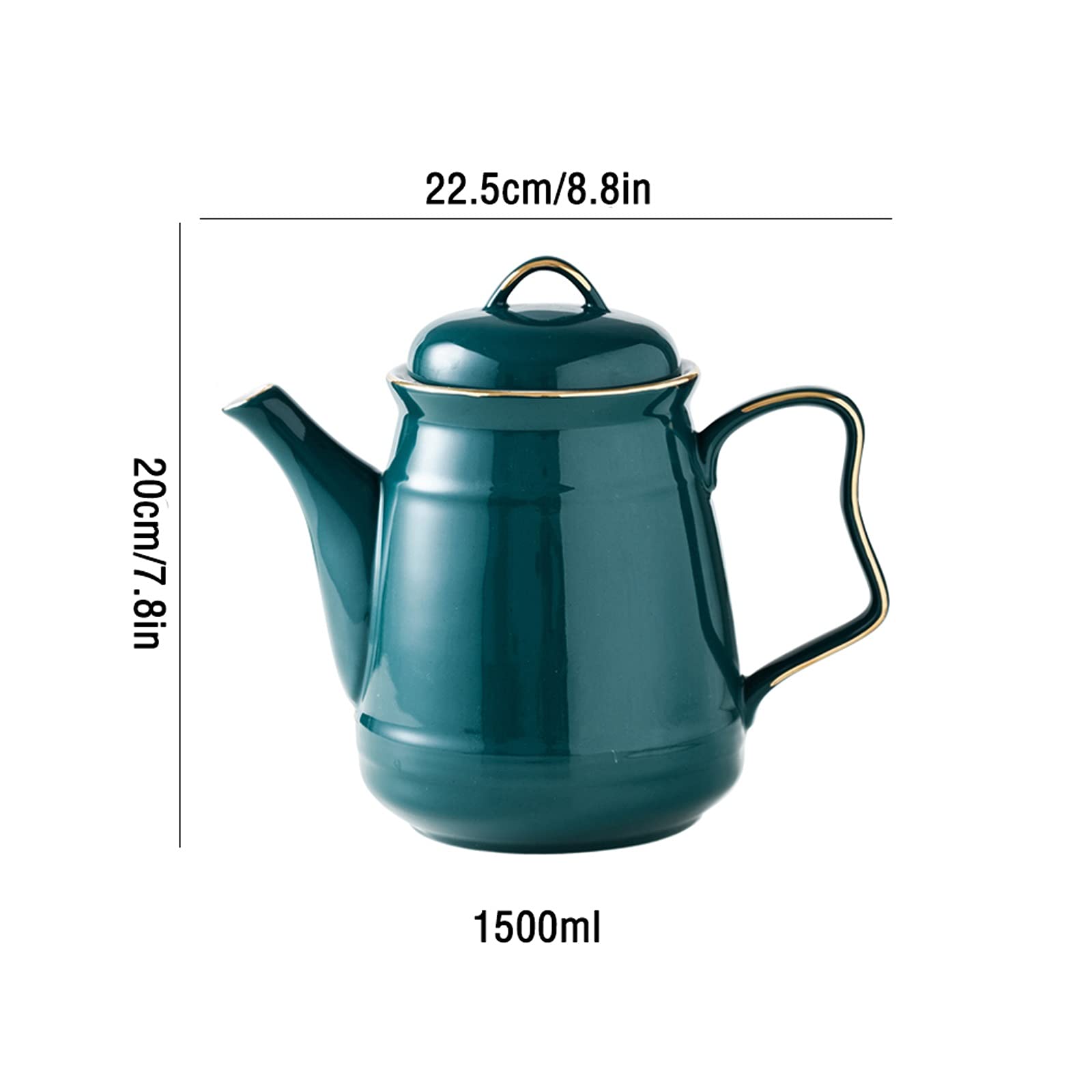 Buvez des pichets à thé Bouilloire froide verte de pichet en céramique simple avec poignée Théière de luxe légère for le jus, le café, les boissons chaudes à refroidissement automatique (50,7 oz) Bout
