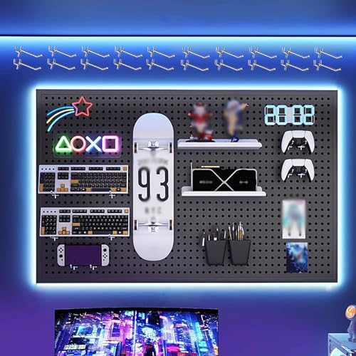 XRRJFYH Tablero Perforado Escritorio con 20 Piezas de Ganchos Panel Herramientas Pegboard Organizador Herramientas Pared Estanterias Almacenaje Pared(100x80cm/39x31in)