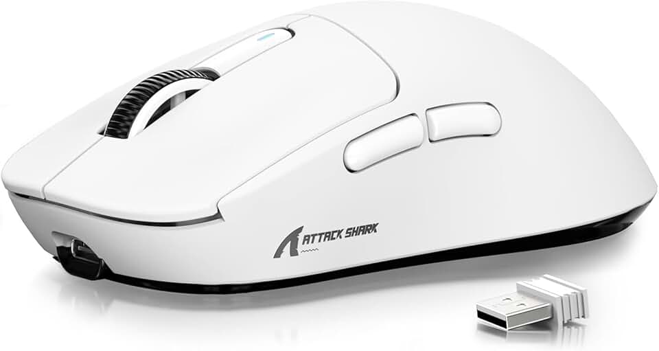 ATTACK SHARK X3 Mouse SUPERLIGHT 49g,sensor de jogo PixArt PAW3395,mouse de jogo sem fio/com fio BT/2.4G,6 DPI ajustáveis até 26000,Kailh GM8.0,mouses de escritório para Win11/Xbox/PC/Mac (branco)