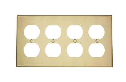 86041 4-Gang Duplex Device Receptacle Wallplate, Thermoset, Device Mount, Ivory