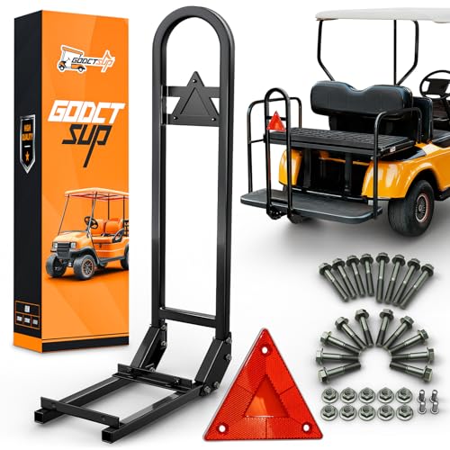 Godctsup Golf Cart Rear Seat Grab Bar, Fits Club Car Ezgo Yamaha(2+2) /(4+2) Passenger Golf Cart With Metal Footplates, Universal Golf Cart Safety Grab Bar, Detachable &Amp; Easy To Install