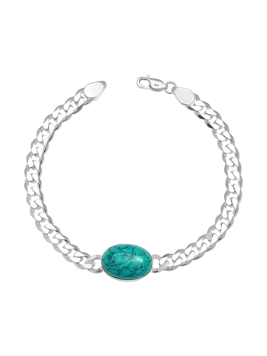 LeCalla 925 Sterling Silver BIS Hallmarked Fancy Curb Chain Turquoise Stone Salman Khan Bracelet for Mens (B0D5D66XQM) Amazon Price History, Amazon Price Tracker