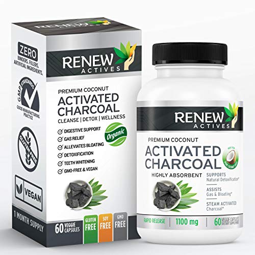 Extra Strength Activated Charcoal Pills Capsules Made from Natural Organic Coconut :: 60 ct. for Digestive Support and Teeth Whitening : Made in The USA with No Artificial Ingredients