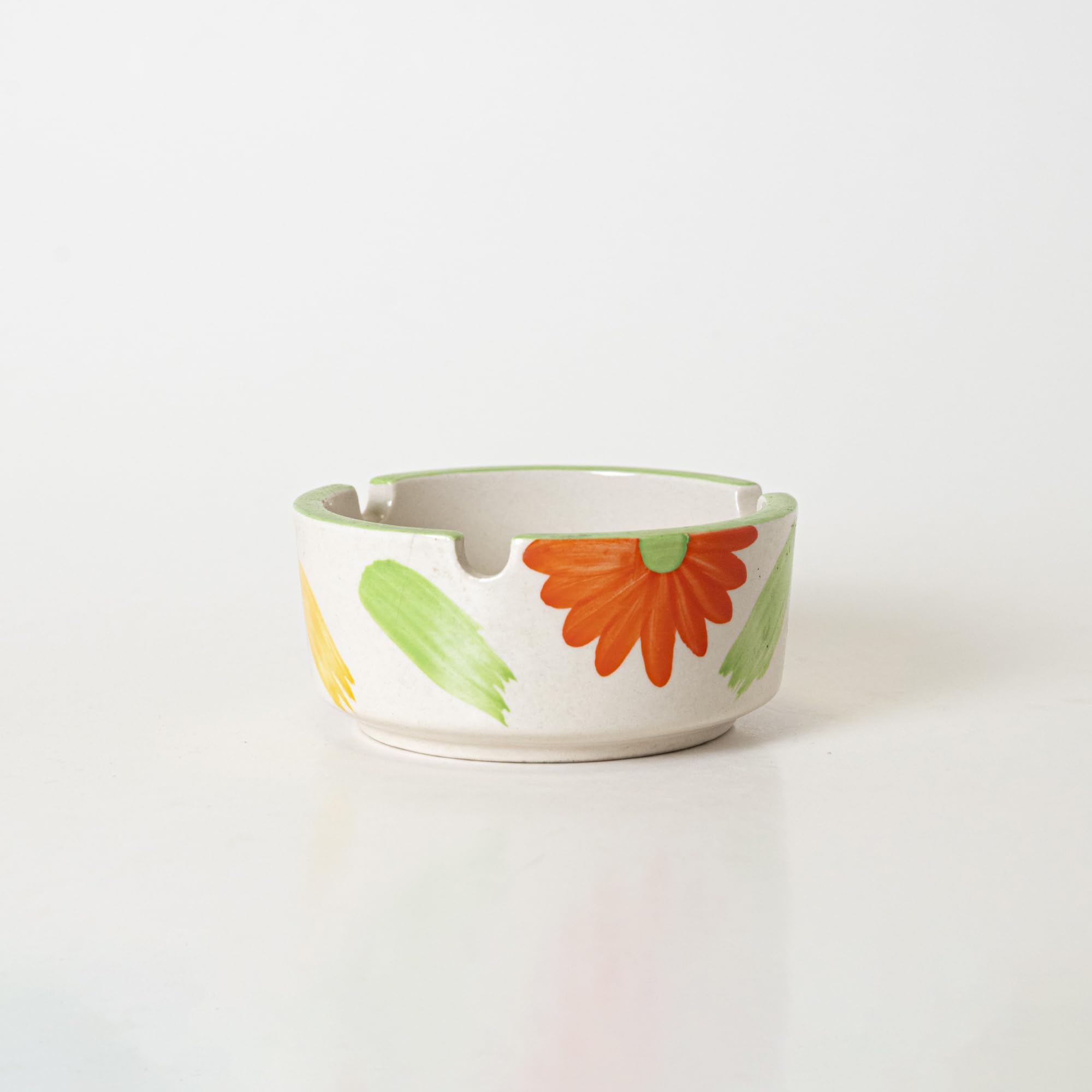KALAKRITI Ceramic Off-white with bright Orange floral pattern Ashtray | Tabletop Ash Holder | for Home, Office, Cafes, Bars, Balcony Spaces | Minimalist Décor, Suitable for Smoke Residue Collection-image-17