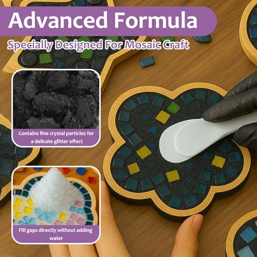 Image of 1DFAUL 200g Mosaic Crystal Grout for Crafts, Direct caulking (Black)