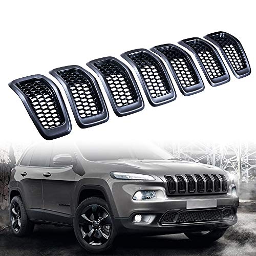Image of AMOPA Set 7pcs Front Grille Grill Inserts Honeycomb Mesh for 2014 2015 2016 2017 2018 Jeep Cherokee