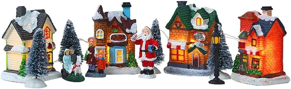 Christmas House Village Yard Decoration with LED Best Gift for Indoor Outdoor Holiday Party, with LED Light