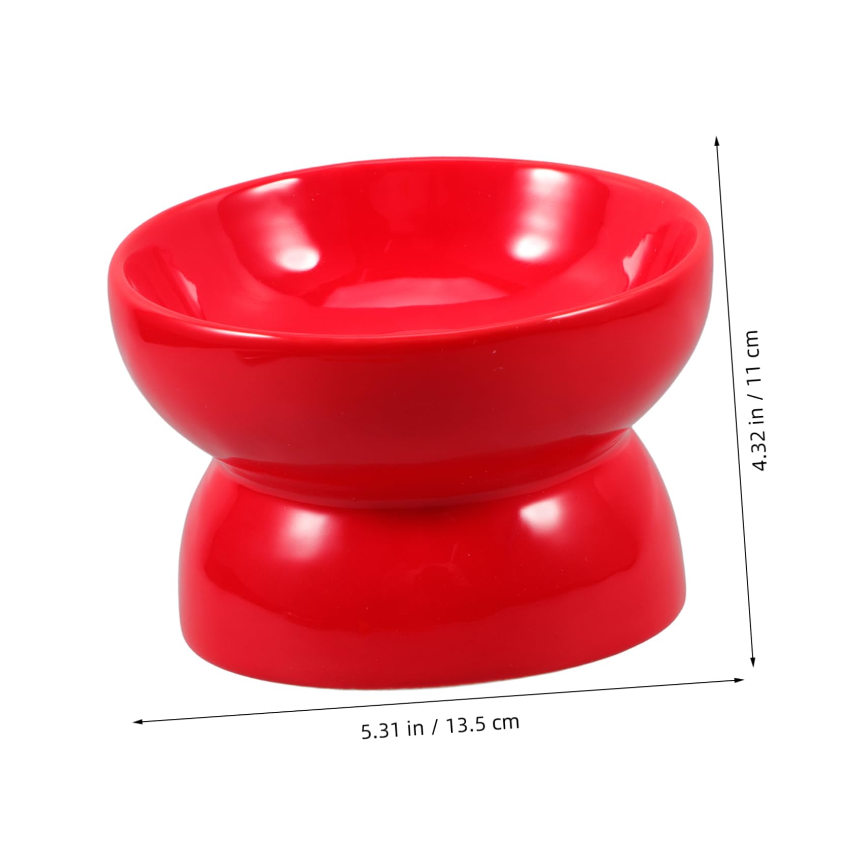 GALPADA High Feet Ceramic Pet Feeding Bowl Slanted Mouth Cats Durable Dish Red S Lightweight Travel Friendly Pet Food Bowl