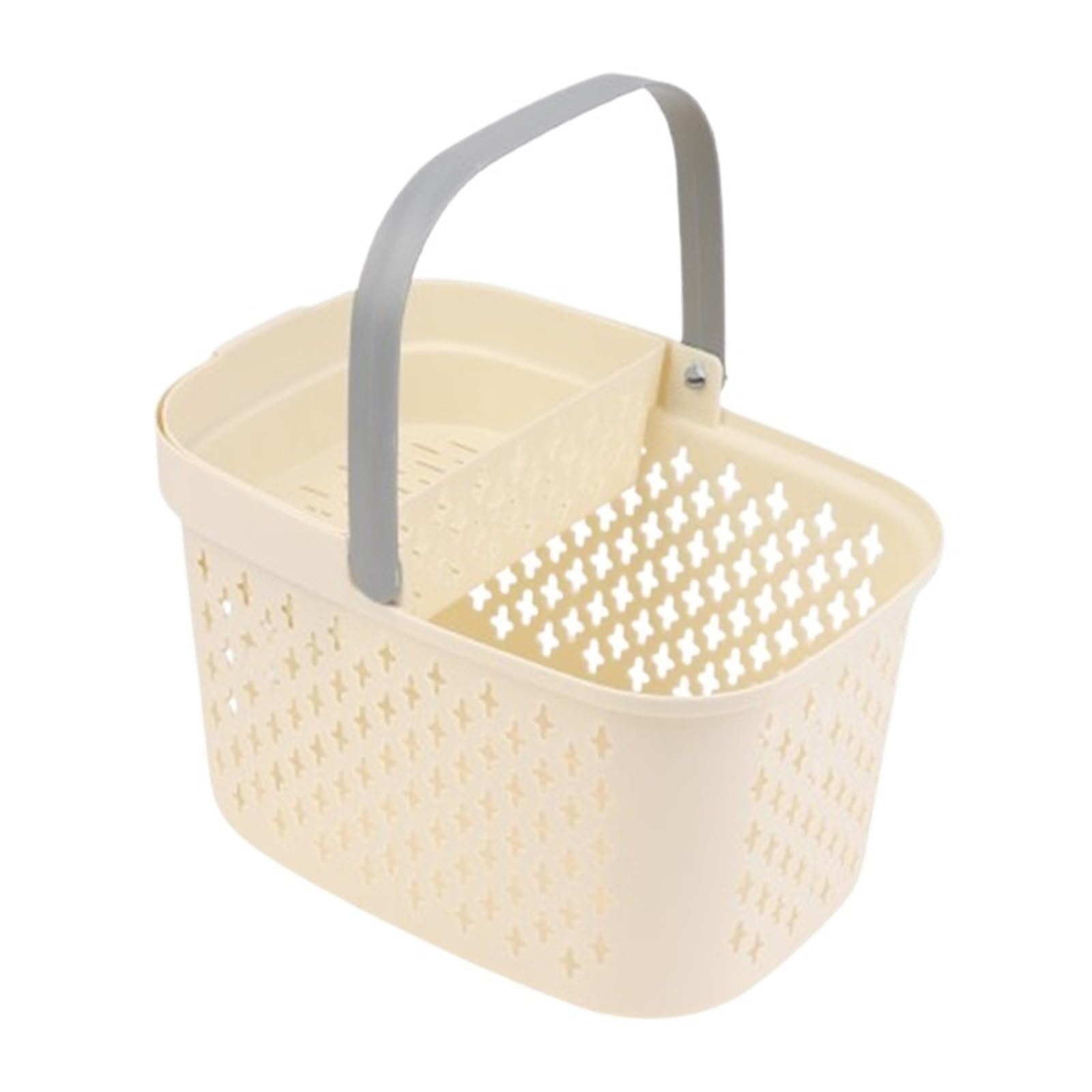 Bathroom Storage Basket Organizer Basket with Handles Drainage Toiletry Bin Stackable Storage for Bathroom Kitchen Camp Gym(Beige)