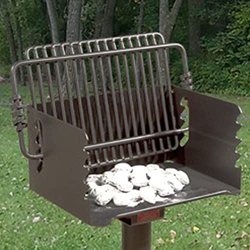 Pilot Rock Q-20 B2 Single Commercial Grade Embedded Reinforced 20 Inch Steel Park Style Swiveling Galvanized Charcoal Grill With Painted Finish, Black #TOP2