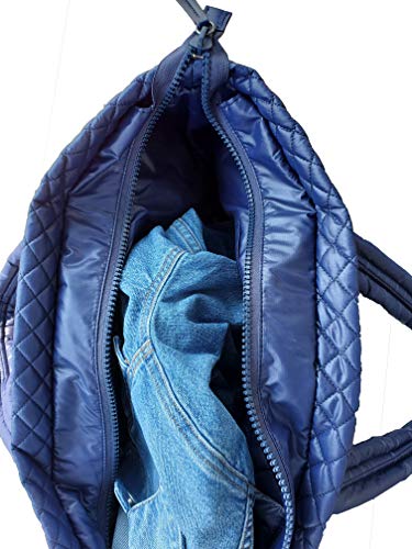 Bolso tote acolchado ligero y cómodo, impermeable, color azul marino miniatura 6