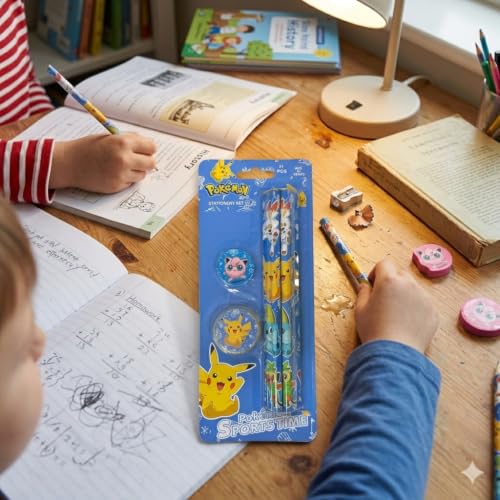 Image of Pokemon 11 pcs Stationery Set Pencils, Eraser, Sharpener | Study Kit for Boys & Girls | School Gift Set | Return Gift