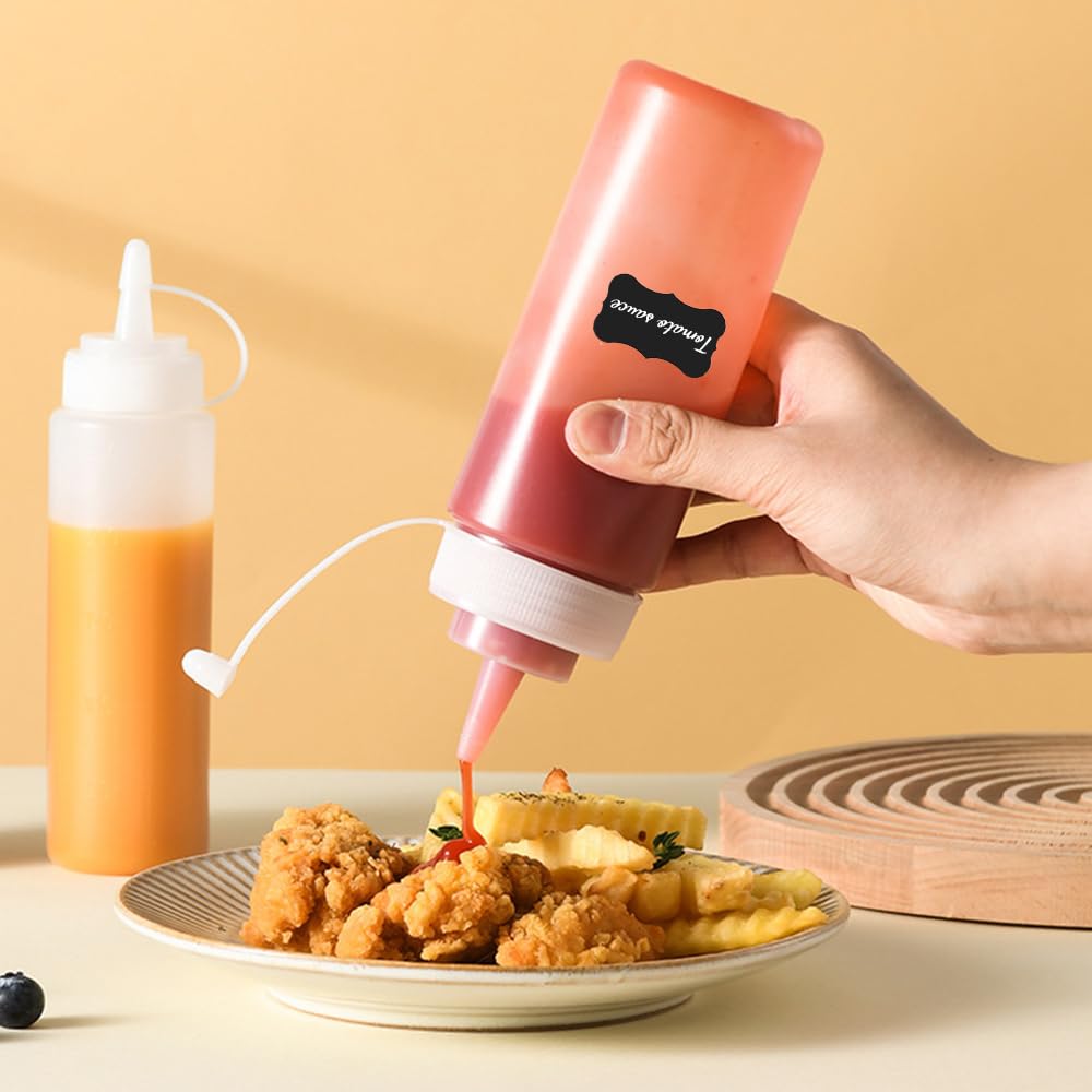 Yicare 5 Bottiglie In Plastica Per Salse 240 Ml – Spremibili, Con Tappo, Per Ketchup, Olio, Condimenti, BPA Free, Uso Alimentare