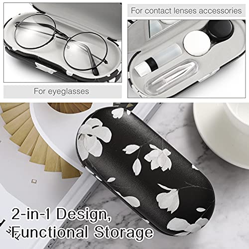 Image of MoKo Double Eyeglass Case, Contact Lens Case with Mirror Tweezers Remover, 2 in 1 Double Sided Portable Contact Lens Box Holder Container Soak Storage Kit Sunglasses Pouch for Men & Women