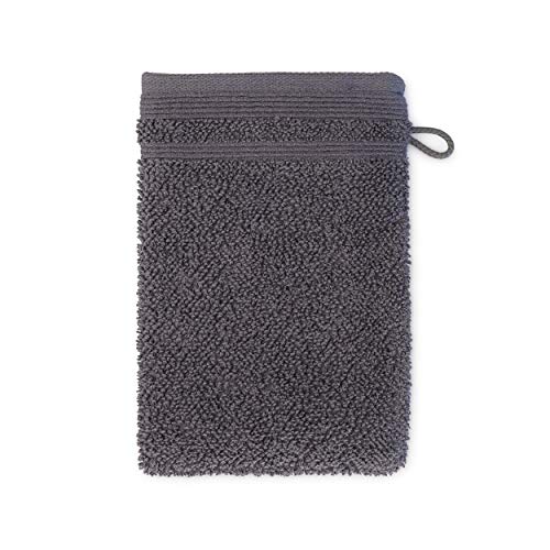 Möve Wellbeing Pearl Gant de Toilette 20 x 15 cm Fabriqué en Allemagne 85 % Coton 15 % Lin Graphite Cover