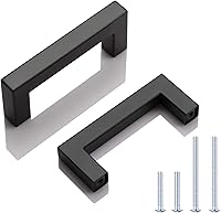 Vista 24 de KNOBWELL Paquete de 20 manijas cuadradas de gabinete de cocina de 5 pulgadas, tiradores de armario negro mate de 5.039 in, pomos de cajón de tocador