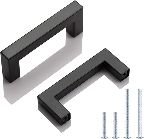 Juego de manijas de puerta de acero inoxidable de 1/2 de ancho, esquinas cuadradas, para armario de cocina