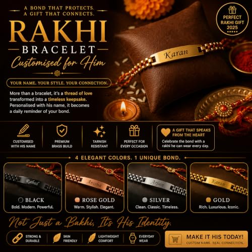 Image of Unisex-Adult Customized Name Rakhi For Brother | Rudraksha Beads, Custom Name Engraving, Adjustable Fit