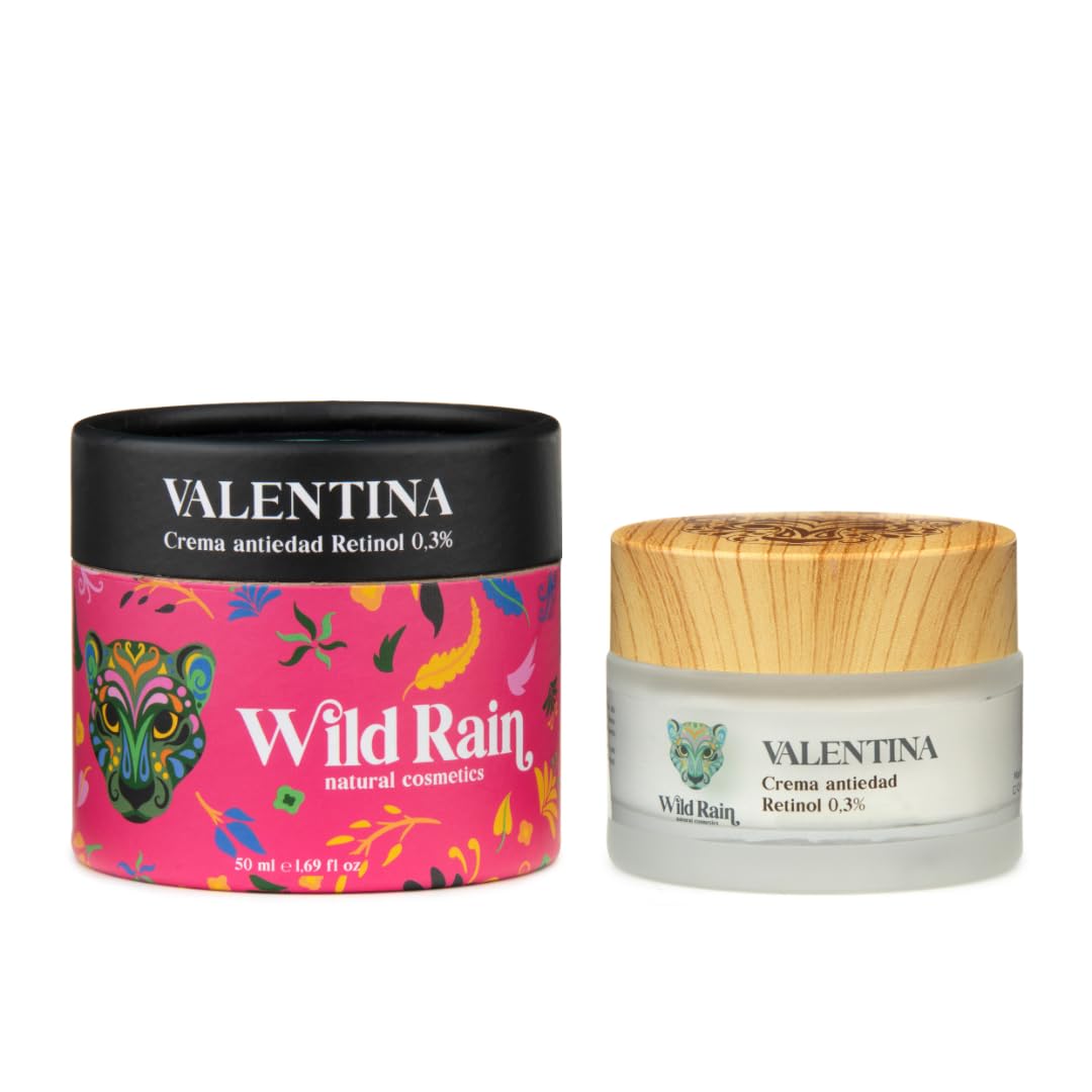 Crema facial de Noche VALENTINA con Retinol 0,3% y Vitamina C - Hidratación Profunda y Reducción de Arrugas - Crema Antiedad con Jojoba Apta para Todo Tipo de Pieles - 50ml - Wild Rain Cosmetics