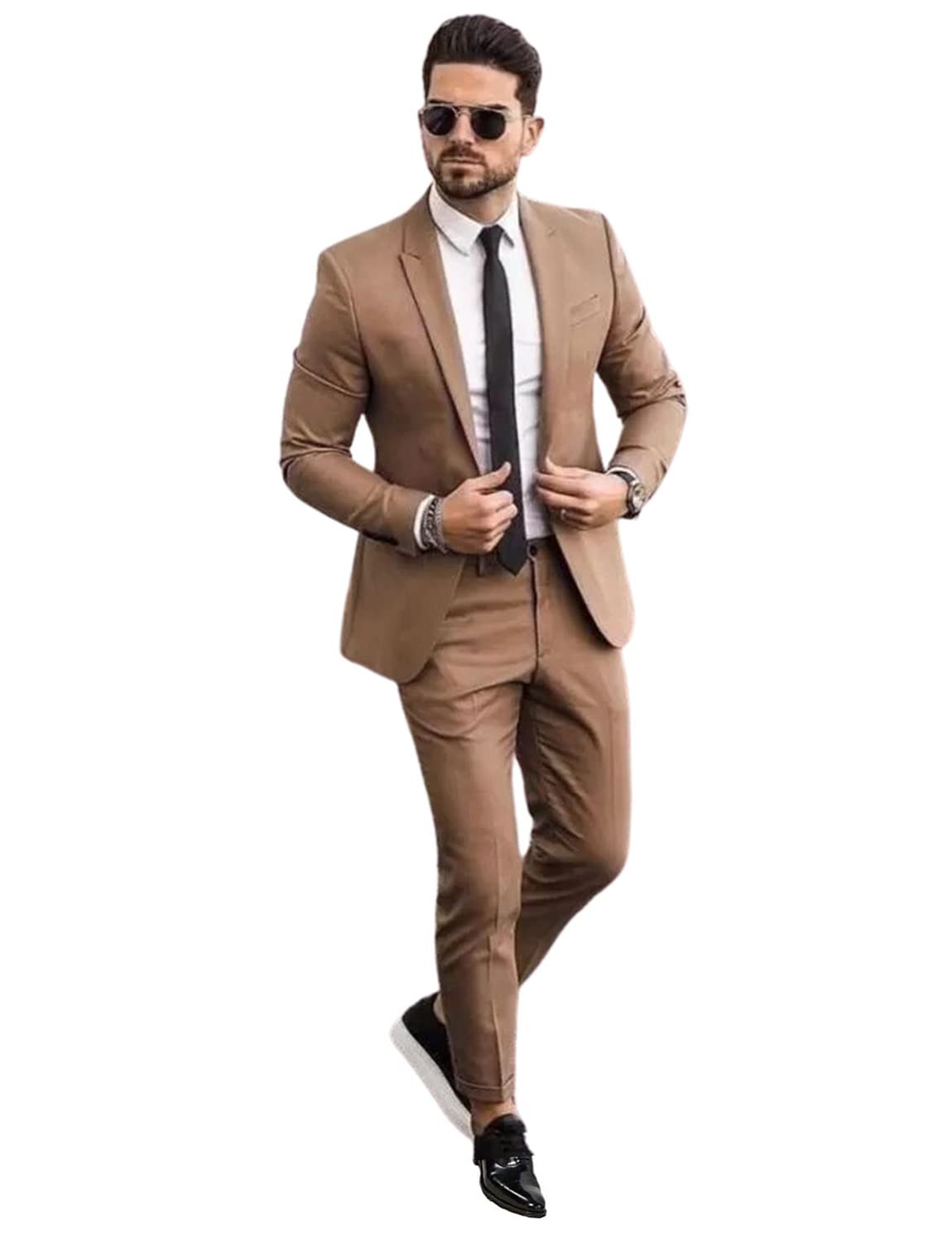Uomo Abito da Sposa Due Pezzi Set Prom Business Giacca Pantaloni per Casual