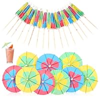 50 STK Cocktail Schirmchen Wiederverwendbar,Bunte Papier Cocktail Regenschirme,Cocktail Zubehör Papierschirmchen,Cocktailschirmchen Dekoration Papier,Bunte Cocktailschirmchen für Bar Deko Sommerfest