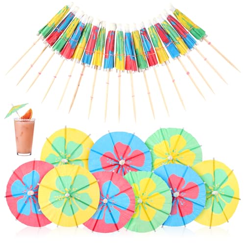 50 STK Cocktail Schirmchen Wiederverwendbar,Bunte Papier Cocktail Regenschirme,Cocktail Zubehör Papierschirmchen,Cocktailschirmchen Dekoration Papier,Bunte Cocktailschirmchen für Bar Deko Sommerfest