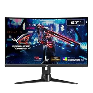ASUS ROG Strix XG27AQV 27″ 16:9 WQHD 170Hz Curved IPS LED HDR Gaming Monitor, Black