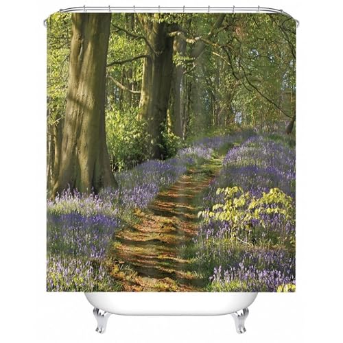 Rideau de douche séchage rapide lavable en textile fleuri