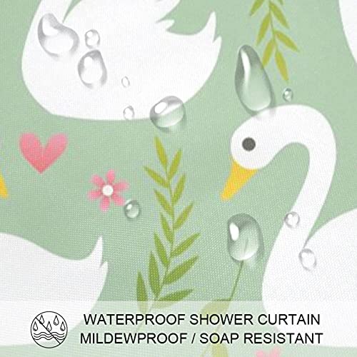 Rideau de douche imperméable pour éviter les inondations avec un décor original de cygnes
