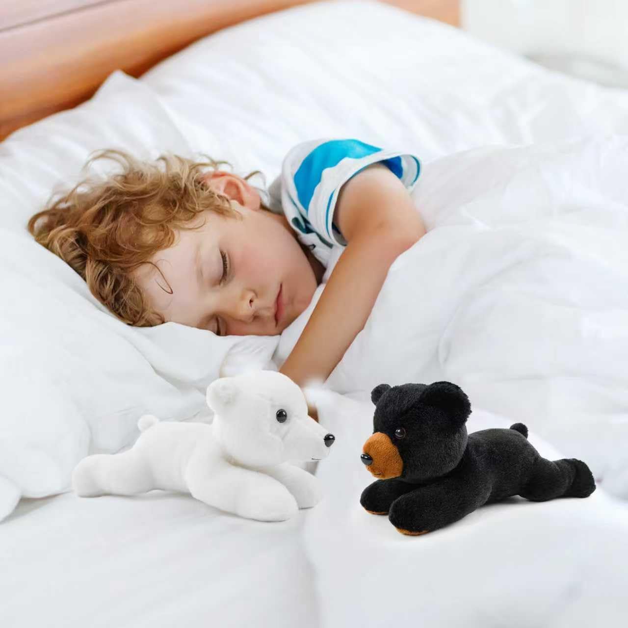 Stuffed Animal for Kids,8 inch Realistic Animal Plush Toy Lying Down Posture Animals,Plush for Boys Girls Adult Birthday Hug Teaching(S-Black Bear) - Image 4