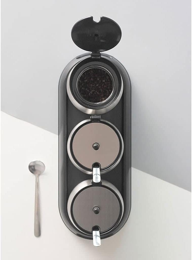Pots à épices en verre, Ensemble avec couvercles, pot d'assaisonnement en acier inoxydable, bouteille d'assaisonnement moderne et Simple avec cuillère, plateau de couvercle, Restaurant Seas