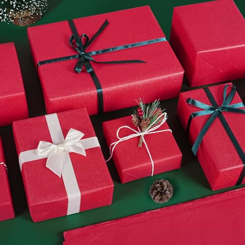 MAMUNU 120 Blatt Seidenpapier für Geschenktüten, Rot Seidenpapier Geschenkpapier, Tissue Paper Bulk, Transparentpapier Bastelpapier für Geburtstag, Basteln, Hochzeit, Weihnachten, Party, 50 x 35 cm