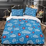 TEODLECDS Patrón de Mariquita 3D Impresión Edredón Funda 3pz Microfibra Transpirable Garabato caprichoso Funda de edredón 2 Fundas Resistente Familia Invitados Double（200x200cm）