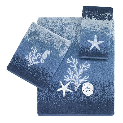 Avanti Linens - 3pc Towel Set, Soft & Absorbent Cotton Towels (Batik Coastal Collection)
