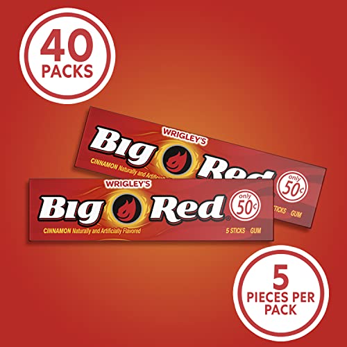WRIGLEY'S BIG RED Cinnamon Chewing Gum Bulk Pack, 5 Sticks, 40 Count - image 3