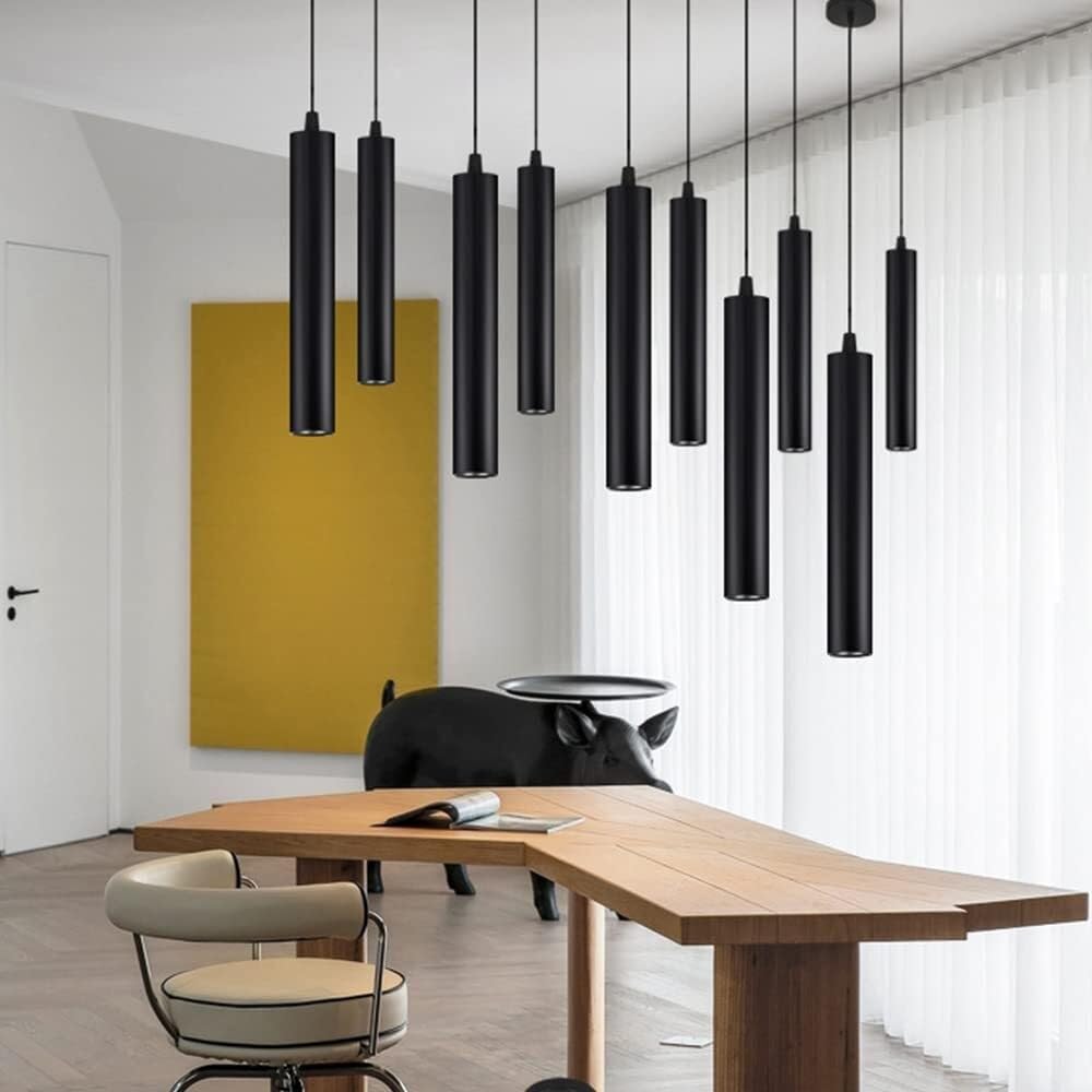 Genérico Lámpara de techo aluminio con suspensión cilíndrica y luces LED nórdicas, tubo largas creativas(6 * 30cm,White Light)